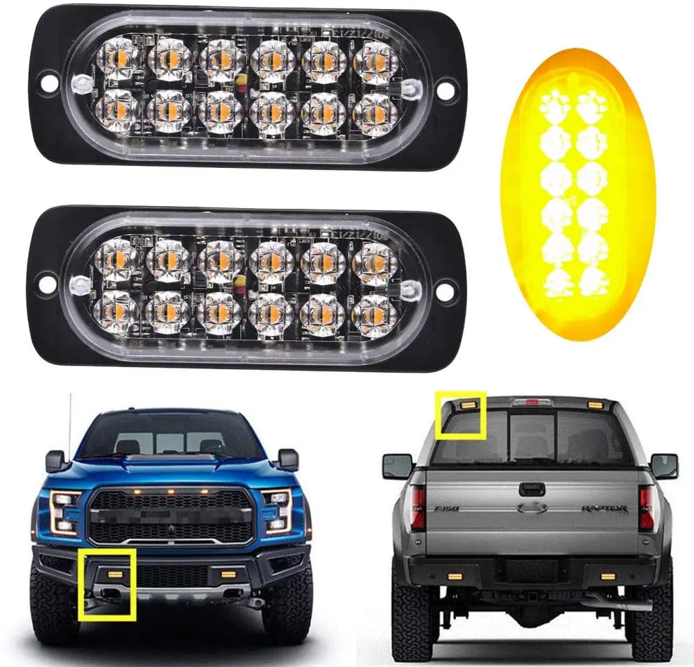 GPRGIT 12V 24V Safety Warning Side Light Surface Mount 12LED Super Slim LED Mini Strobe Light For Car Truck