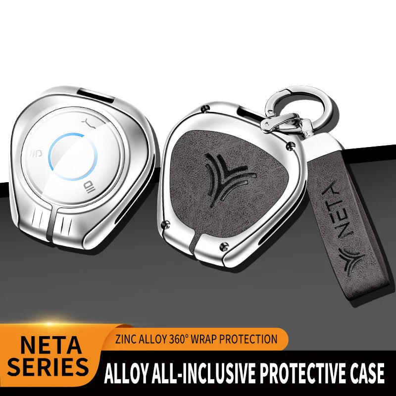 GPRGIT Zinc Alloy Leather Car Key Case Cover for Neta V/U Pro New Energy Vehicles