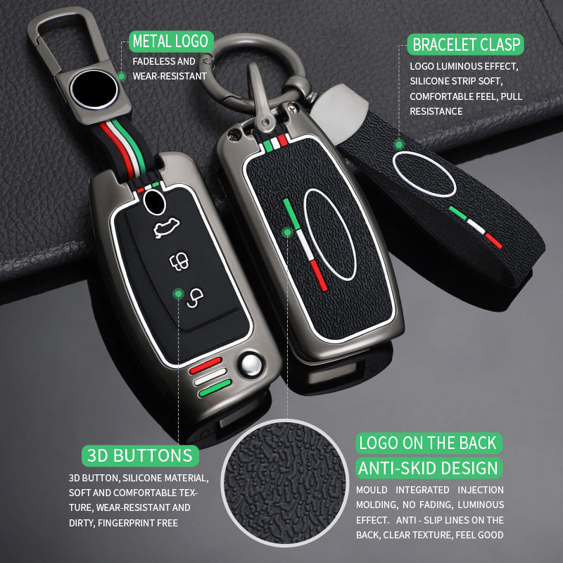 GPRGIT Zinc Alloy Car Key Cover Case for Ford Focus 2 MK2 Fiesta Mondeo Galaxy Falcon Territory Ecosport