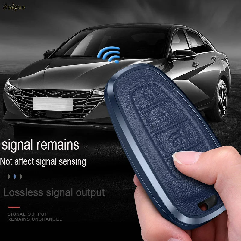 GPRGIT New Aluminum Alloy Car Key Shell Case for Hyundai Sonata Tucson NX4 Santa Fe 2020 2021 2022 Keychain Auto Accessories