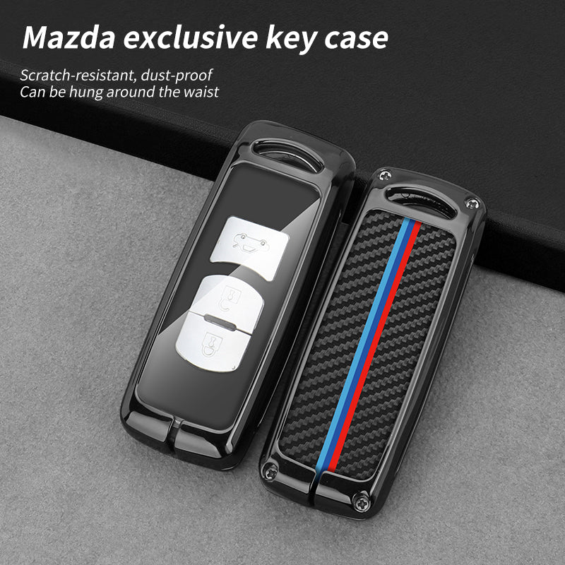 GPRGIT Carbon Fiber Car Logo Key Case for Mazda 2 3 6 Atenza Axela Demio CX-5 CX5 CX-3 CX7 CX-9 2015 2016 2017 2018 2019 Accessories