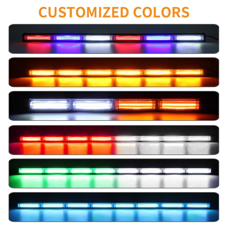 New Upgraded 14 Inch Vehicle Led Warning Strobe Light Bar Magnetic Rooftop Emergency Flashing Light 12v 24v Ip67 Waterproof 13
