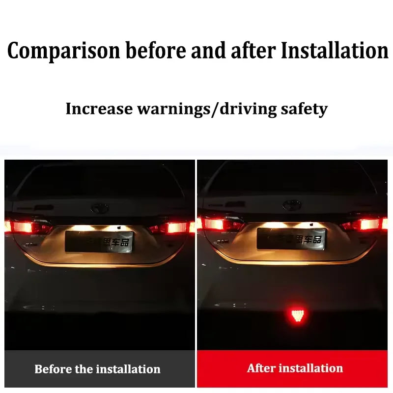 GPRGIT 12V LED Triangle Brake Taillight 20W High-Brightness Warning Light Universal Car