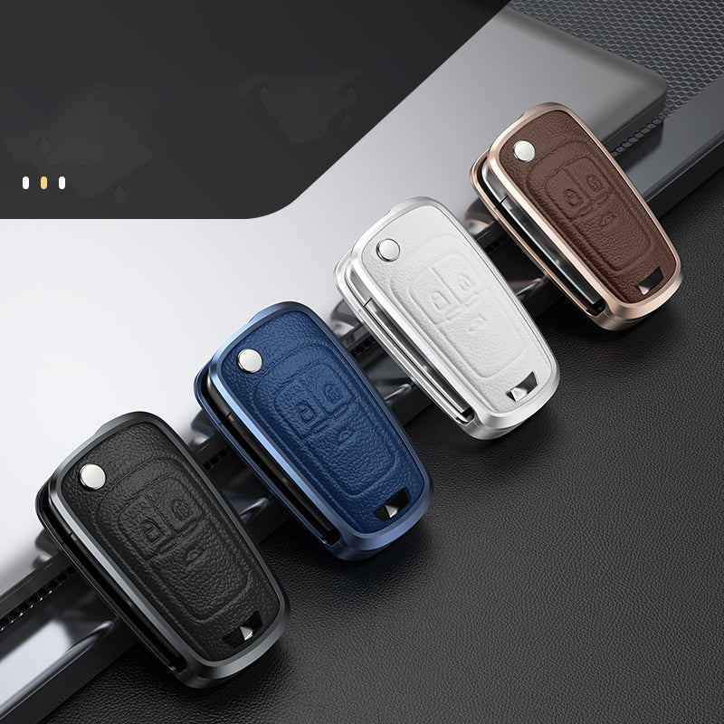 GPRGIT Aluminum Alloy+Leather Car Key Case Cover for Buick Chevrolet Cruze Aveo Trax Opel Astra Corsa Meriva Zafira