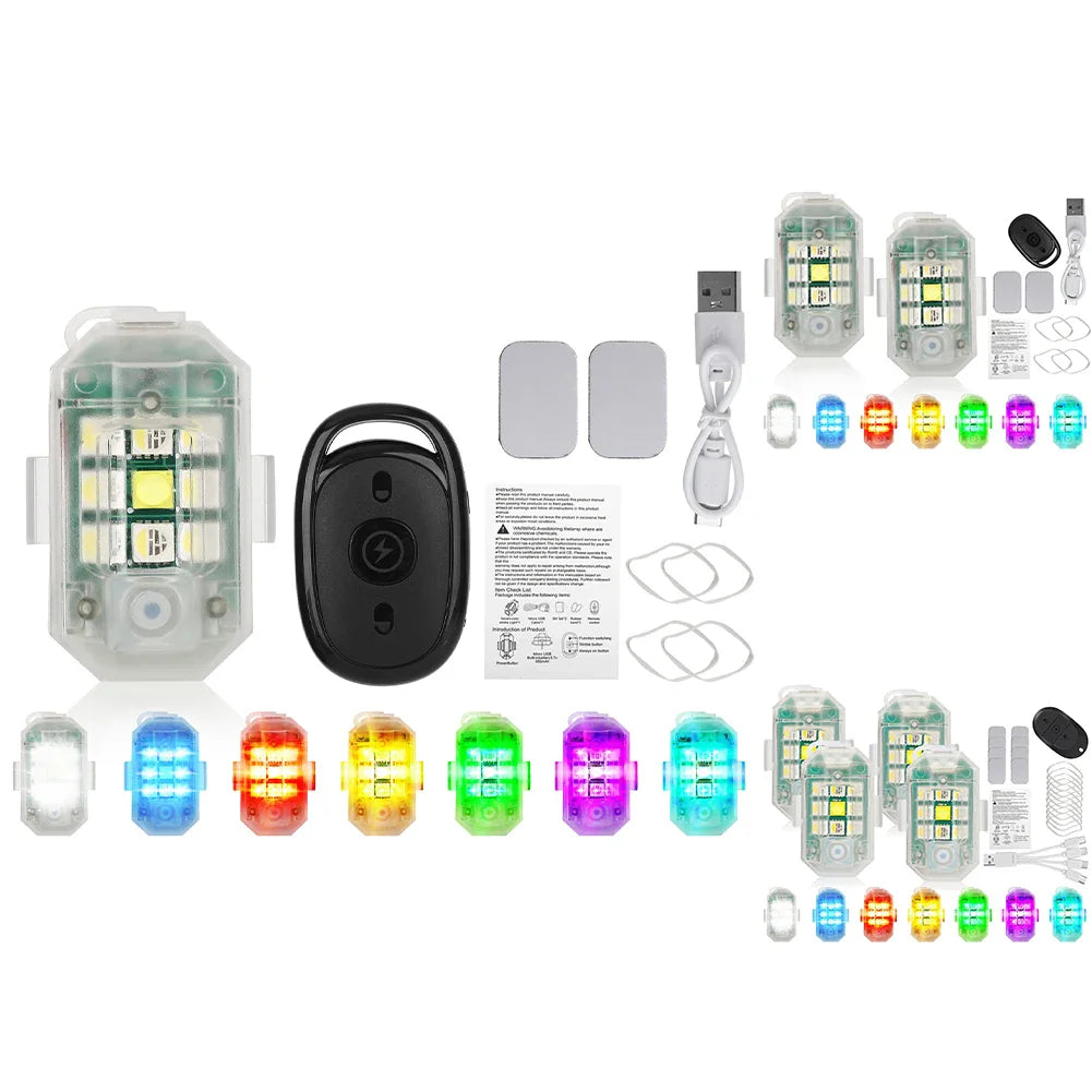 GPRGIT Wireless LED Strobe Light 7 Colors Battery Operated Waterproof High Brightness Flashing Motorcycle Drone Lights