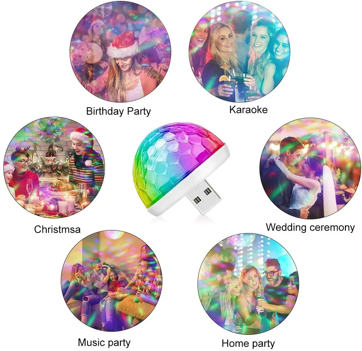 GPRGIT Stage DJ RGB Strobe Magic Ball Mini Disco Light USB Car Atmosphere Lamp Inner Ambient Star Light LED