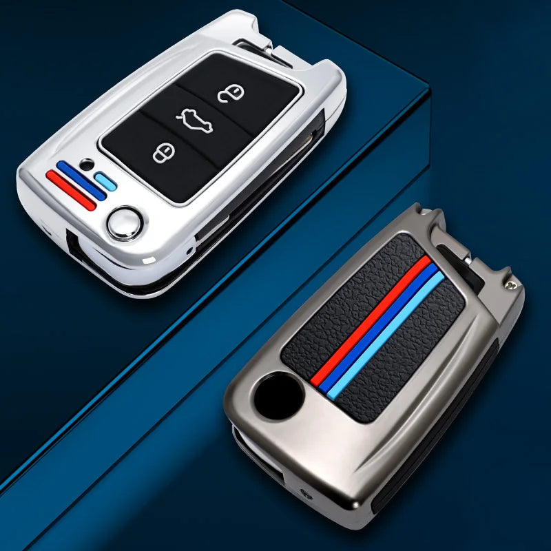 GPRGIT Zinc Alloy Car Flip Key case Over for VW Golf 7 MK7 Tiguan MK2 for Seat Ateca Leon FR 2 Ibiza Skoda Octavia Remote Car Key Box