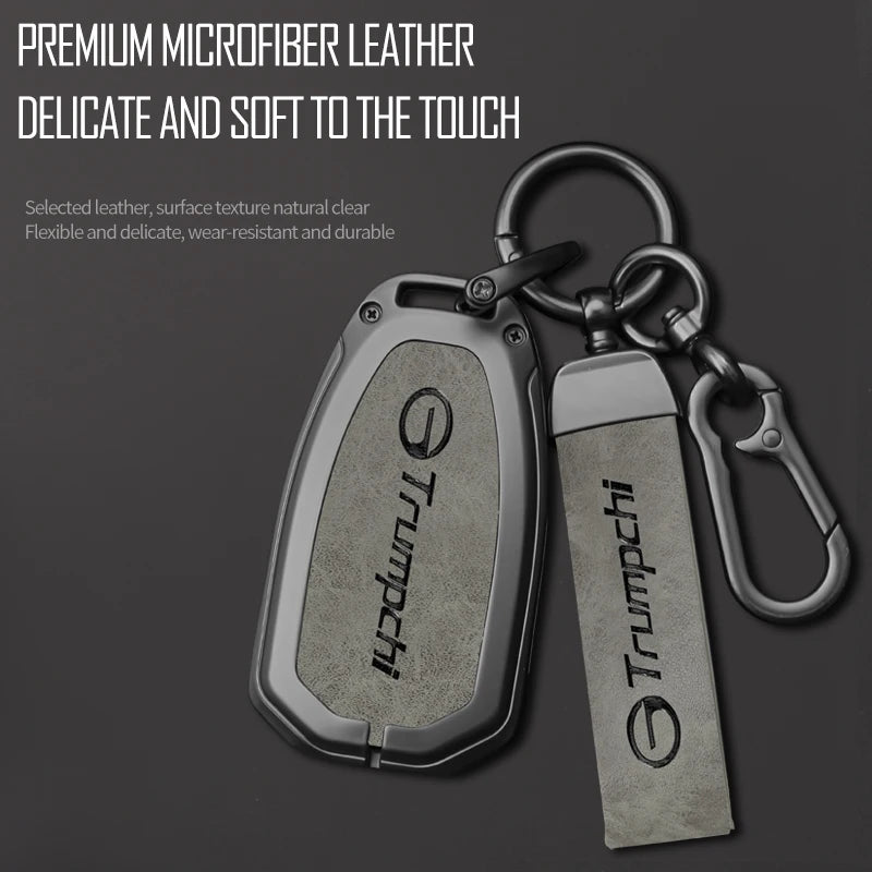 GPRGIT Leather Car Key Case Cover for Trumpchi GAC GS3 2021 Empow J11-J15 J16 Keyless Protector Keychain Keybag