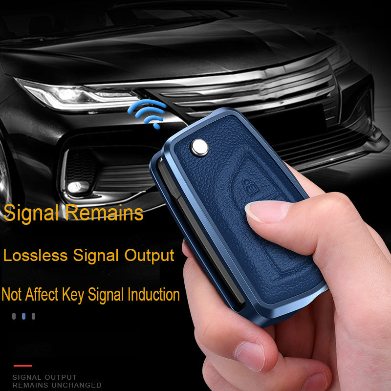 GPRGIT Aluminum Alloy+Leather Car Key Shell Case Cover for Toyota Hilux Corolla Avensis Prado Fortuner RAV4 CHR