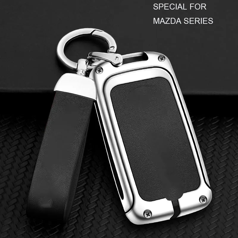 GPRGIT High Quality Zinc Alloy Leather Car Logo Key Case Cover Shell for Mazda 3 Alexa CX4 CX5 CX8 Key Protector Fob Auto Accessories