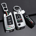 GPRGIT Zinc Alloy Flip Car Key Cover Case for VW Golf 7 Mk7, Seat Ibiza/Leon, Skoda Octavia