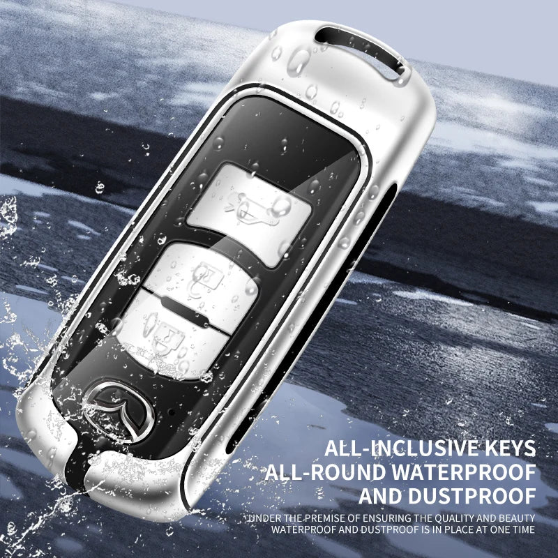 GPRGIT Metal Leather Car Logo Key Case Cover for Mazda 2 3 5 6 Demio CX-3 CX-4 CX-5 CX-7 CX-9 MX-5 Atenza Axela Keychain Accessories