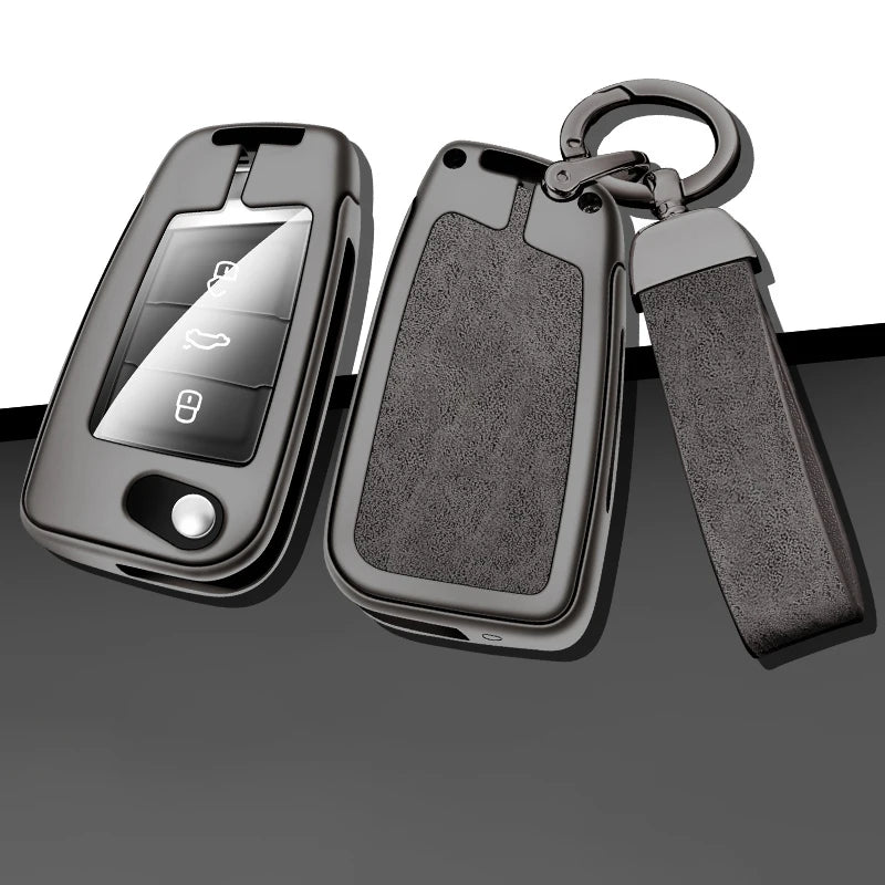 GPRGIT Metal Leather Car Key Cover Case for VW Golf 7 MK7/SEAT Ibiza/Leon/Skoda Octavia/Tiguan/Ateca