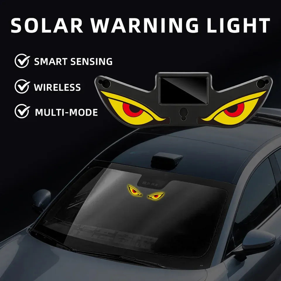 GPRGIT Devils Eye Shaped Car Window Atmosphere Lamp Suction Cup Solar/USB-C Rechargeable Red/Yellow/White Flashing Warning Light