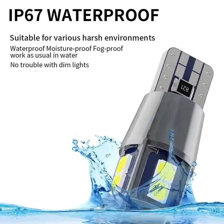 GPRGIT T10 W5W 168 194 LED Bulb White 3030 10SMD 12V Non-polar Canbus No Error Wedge LED Light