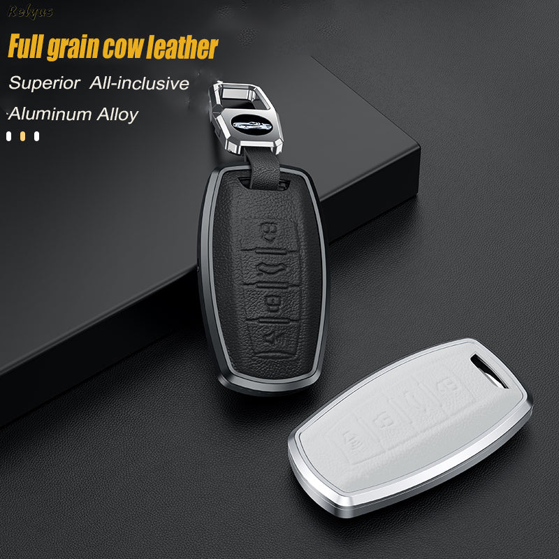 GPRGIT Aluminum Alloy+Leather Car Key Cover Case for Great Wall Haval H6 H7 H8 H9 F5 F7 H2S Coupe