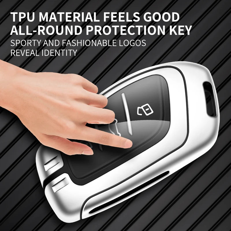GPRGIT Zinc Alloy Leather Car Key Case Cover for MG ZS HS EV MG5 MG6 EZS EHS for Roewe RX5 I5 I6 RX3 RX8 Keyless Accessories