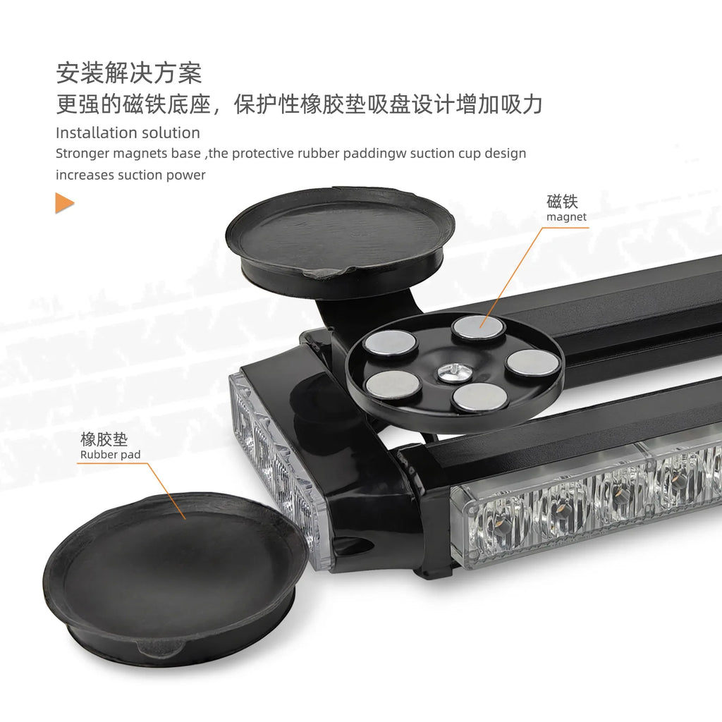 New Led Strobe Light Bar 27" 54 Double Side Warning Flash Lights Emergency Tow Trucks Construction Vehicles Pickup (amber/white)