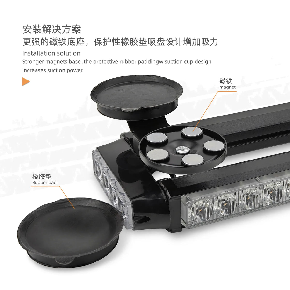 New Led Strobe Light Bar 27" 54 Double Side Warning Flash Lights Emergency Tow Trucks Construction Vehicles Pickup (amber/white)