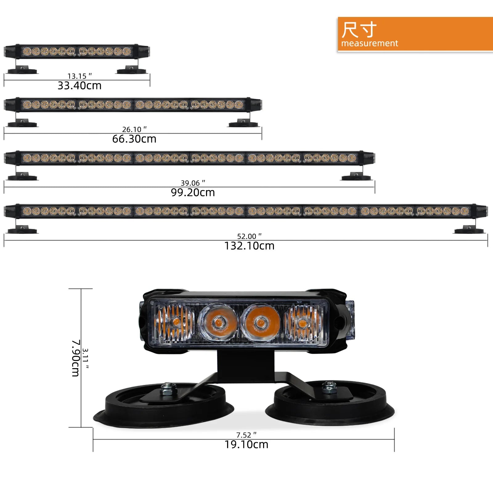 High Intensity Aluminum LED Strobe Light Bar Double-Sided for Cars Trucks Strong Magnetic Plow Truck Emergency Warning Light Bar