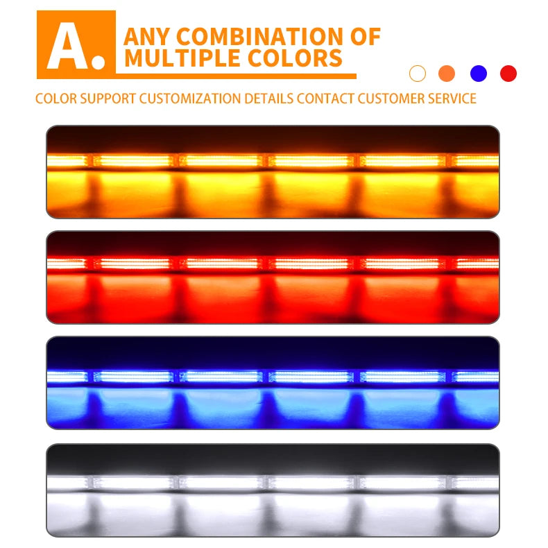12V 24V Truck Car LED Flashing Lights Bar Emergency Flash LED Warning Strobe Lights with Magnet Bracket