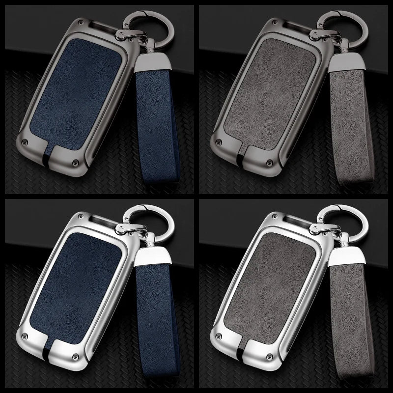 GPRGIT Metal Leather Car Logo Key Case Cover for Jaguar E-Pace XF XFR XJ XJL XJR XE XJ50 XK XKR I-Pace