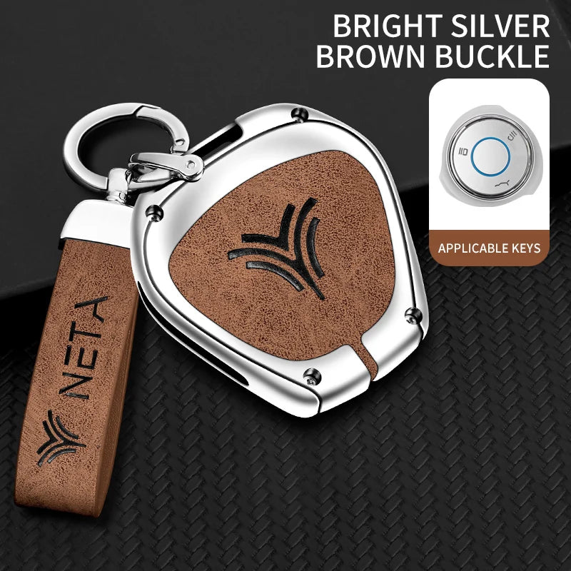 GPRGIT Zinc Alloy Leather Car Key Case Cover for Neta