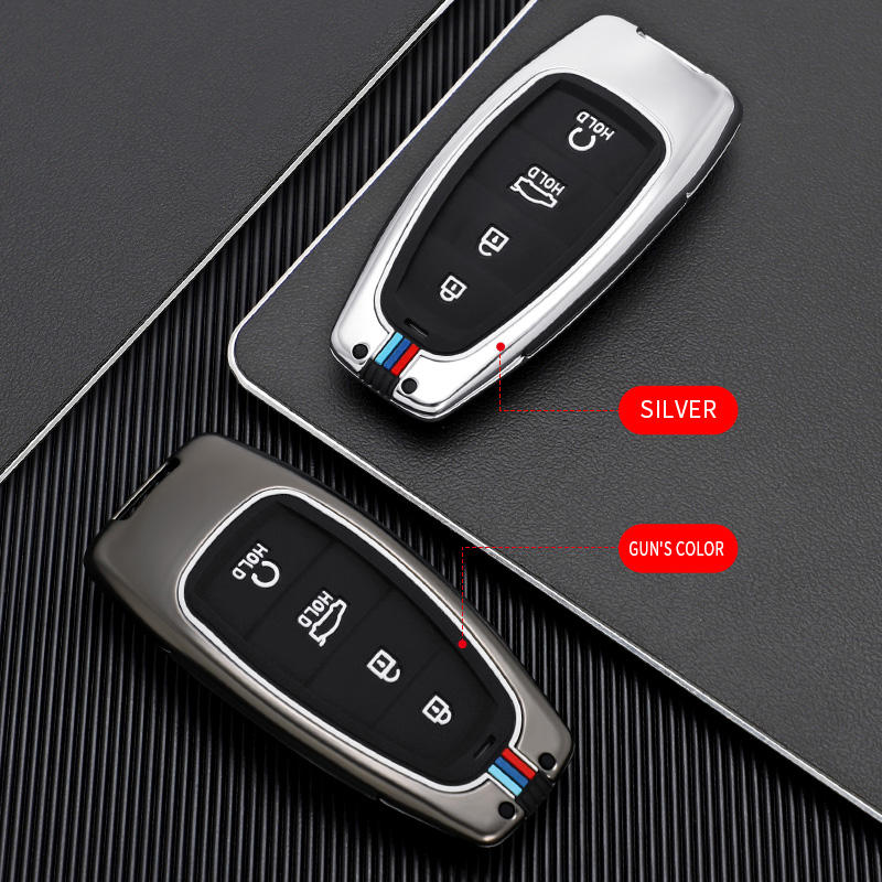 GPRGIT Zinc Alloy 5-Button Car Key Case Fob for Hyundai Santa Fe, Tucson, NEXO NX4, Atos, Solaris Prime (2021-2022)