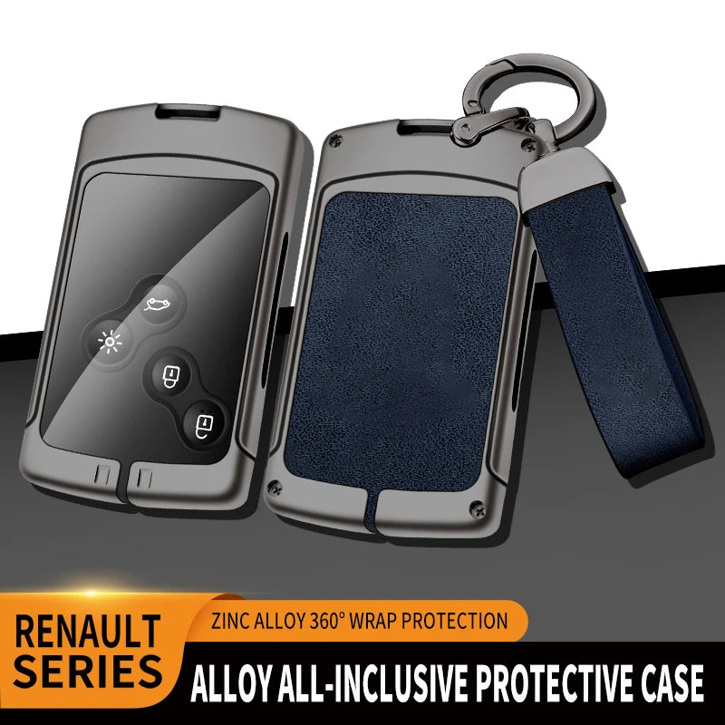 GPRGIT Zinc Alloy Leather Car Key Case Cover for Renault Duster/Captur/Clio/Logan/Megane/Koleos/Scenic