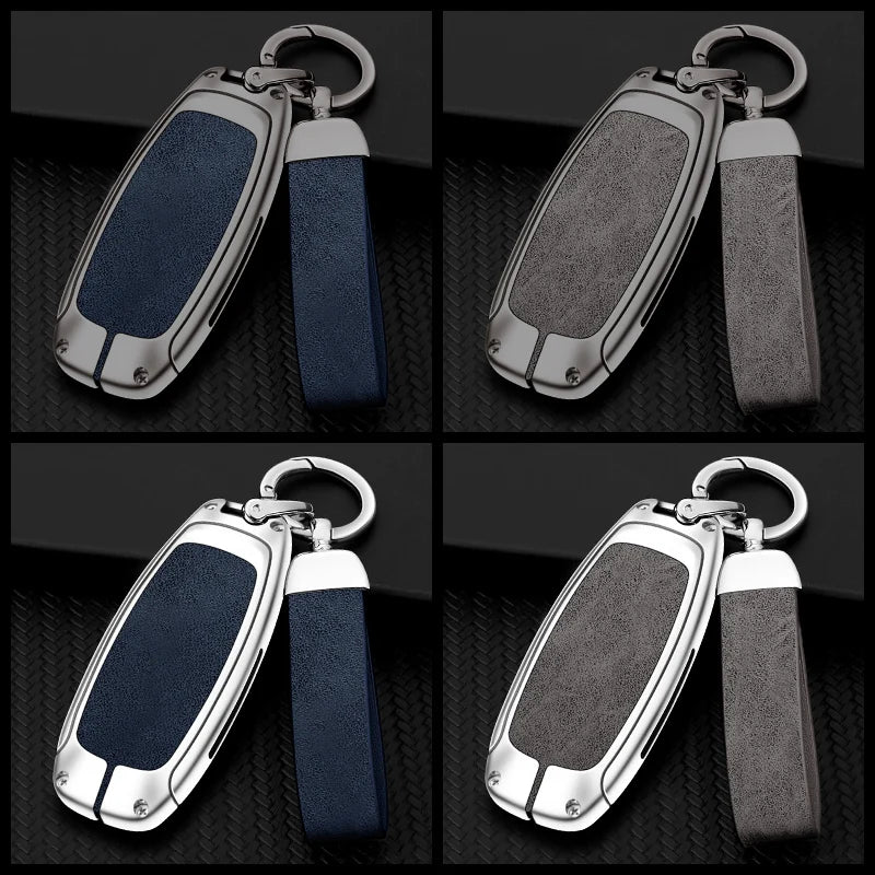 GPRGIT Custom Car Logo Zinc Alloy Leather Car Key Case Cover for Nissan Remote Keychain Auto Keyless Styling Accessories