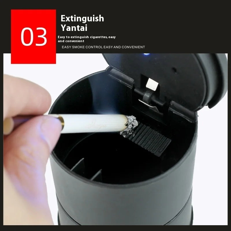 4S Luxury Car Ashtray with Light Sliding Cover Portable Plastic