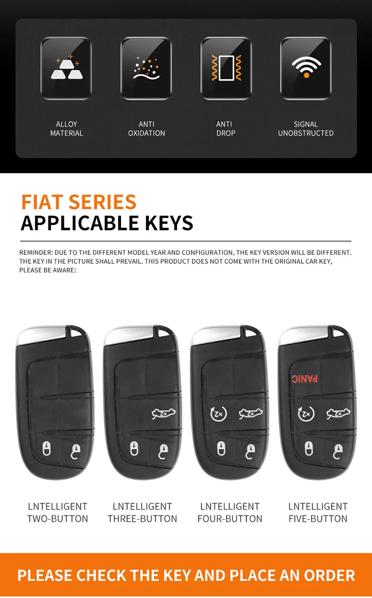 GPRGIT Zinc Alloy Car Key Case for Dodge RT Challenger Charger Journey RAM Remote Control Protector for DODGE R/T Car Key Cover