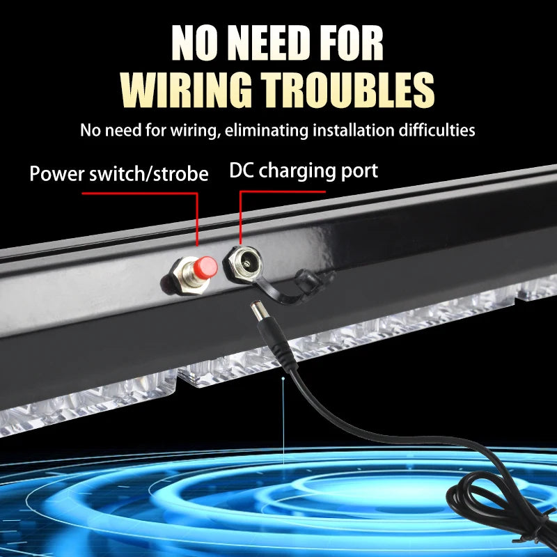 Super Bright Rechargeable LED Warning Light Magnetic Rooftop Strobe Light Bar Emergency Flashing Lights for Truck Vehicles