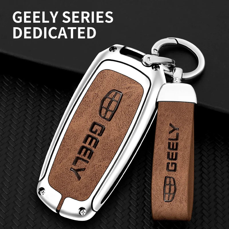 GPRGIT Fashion Zinc Alloy Leather Car Key Case Cover for Geely Atlas Boyue NL3 EX7 SUV GT GC9 Emgrand X7 Borui