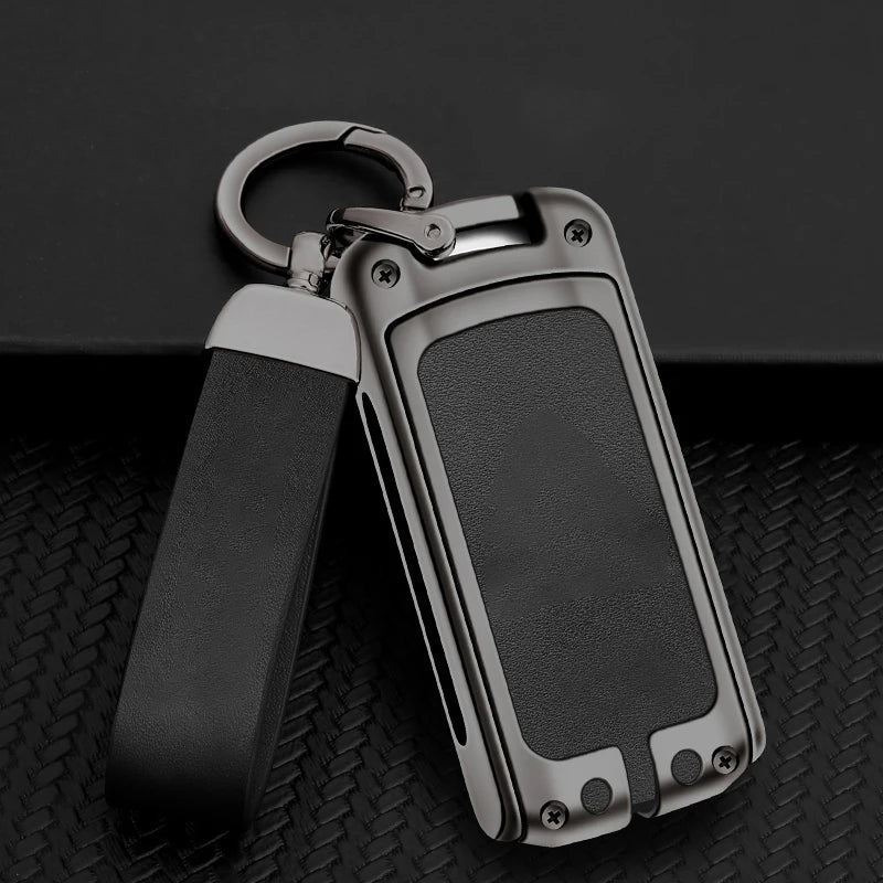 GPRGIT Zinc Alloy Leather Car Logo Key Case Cover for Mitsubishi L200 ASX Outlander Eclipse Cross Pajero Sport Lancer Auto Accessories