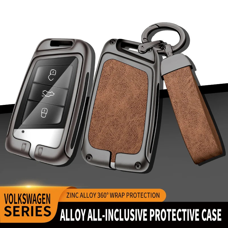 GPRGIT New Car Logo Zinc Allioy Leather Car Key Cover for VW Volkswagen Passat Magotan Passat B8 Golf for Skoda Kodiaq Superb A7 Seat