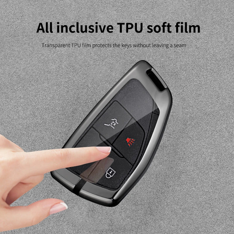 GPRGIT Metal Carbon Fiber Pattern 3 4 5 Buttons Car Logo Key Cover Case for Chevrolet 2015 2016 GMC Yukon Suburban Tahoe Accessories
