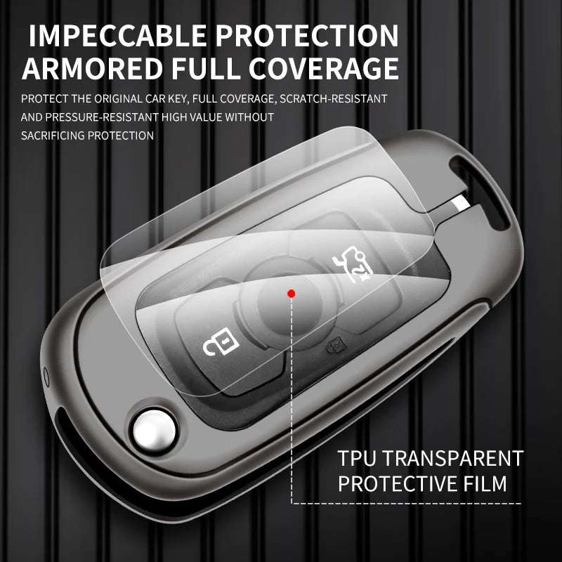 GPRGIT Metal Leather Car Key Case Cover for Buick VERANO ENCORE GX GL6 for Opel Vauxhall Astra K Corsa E