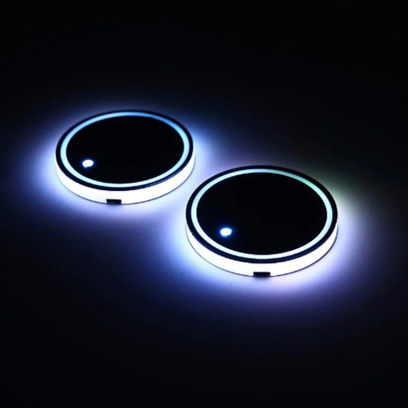 GPRGIT Welcome Light LED Light Mats Bottle Light Sensor Atmosphere Interior Accessories Universal Fit 7 Colors Car Coasters Cup