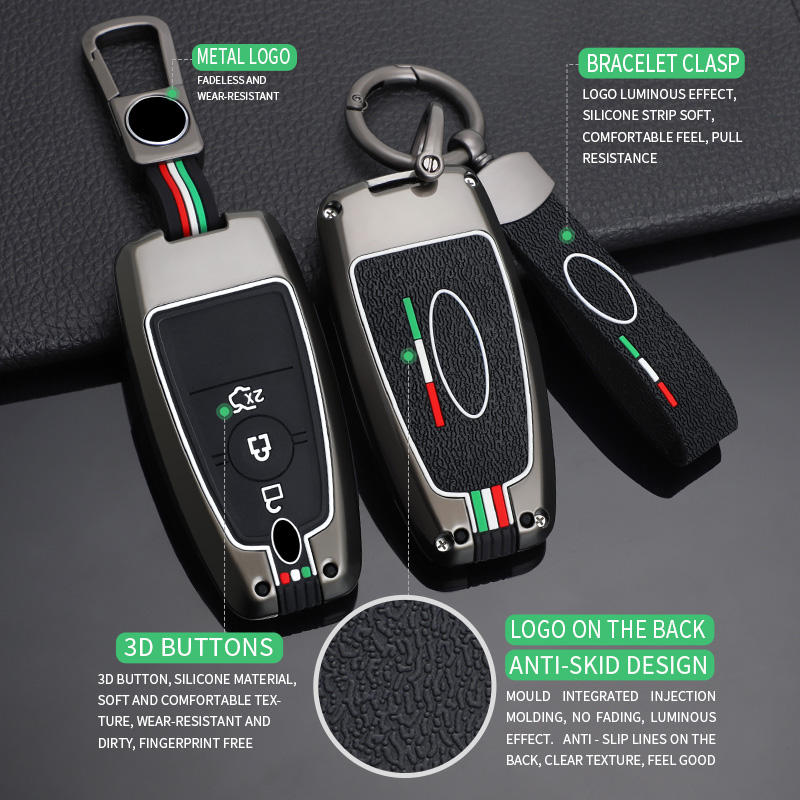 GPRGIT Zinc Alloy Car Key Case Cover for Ford Fusion, Mustang, Explorer, F-150, F-250, EcoSport, Edge, S-MAX, Ranger, Lincoln (2017-2018)