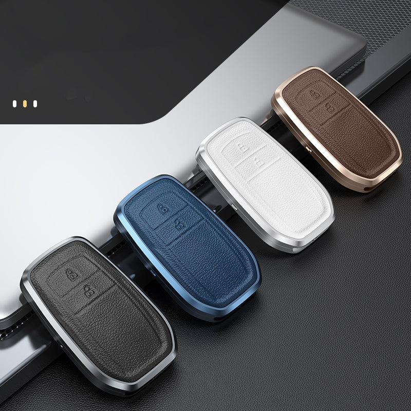 GPRGIT Aluminum Alloy+Leather Car Key Cover Case for Toyota Land Cruiser 200 300 Prado Crown Hilux Innova Fortuner Camry
