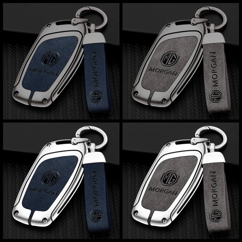 GPRGIT Zinc Alloy Leather Car Key Case Cover for MG ZS HS EV MG5 MG6 EZS EHS for Roewe RX5 I5 I6 RX3 RX8 Keyless Accessories