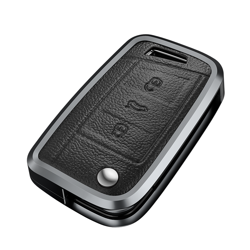 GPRGIT Aluminum Alloy+Leather Car Key Case Cover for VW Golf 7 MK7 Tiguan MK2 Seat Ateca Leon Skoda Octavia A7
