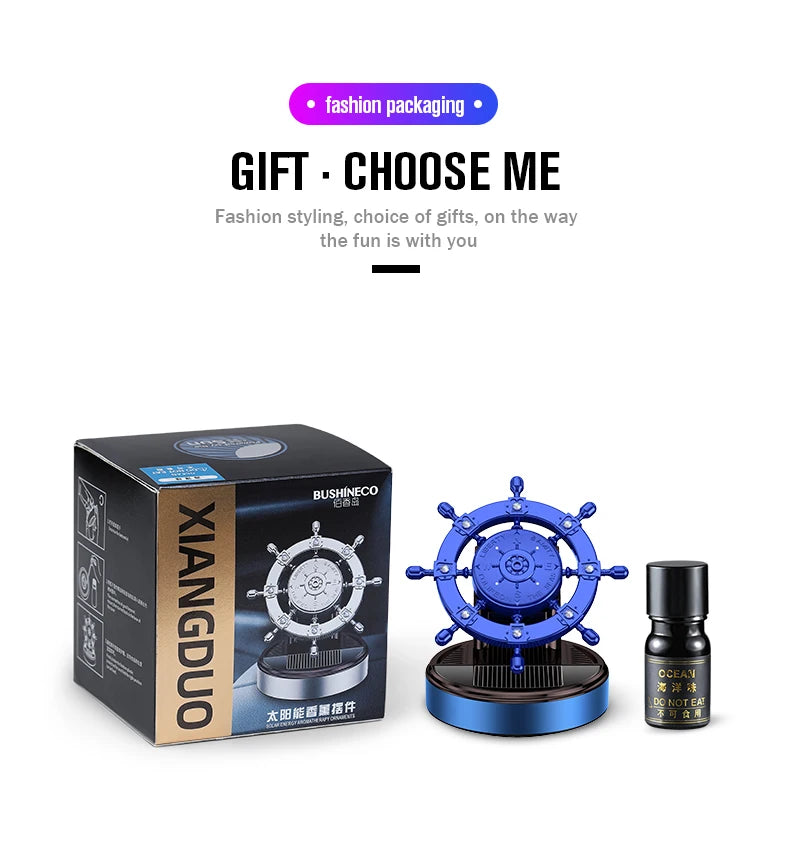 GPRGIT Solar Aromatherapy Steering Wheel Helm Car Perfume Lasting Fragrance Dashboard Ornament