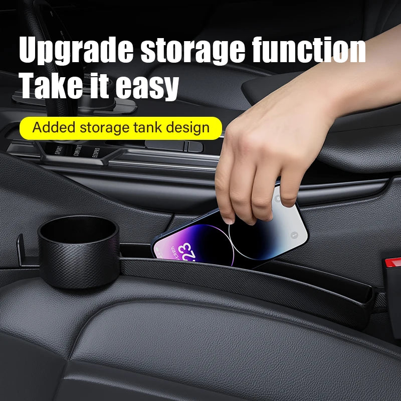 GPRGIT Portable Multi-functional TPE Car Seat Side Gap Filler with Cup Holder Seat Gap Storage Organizer Accessory