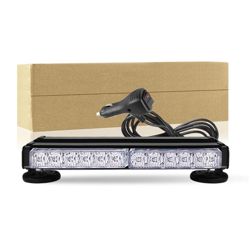11.8inch LED Strobe Warning Light Bar Double Row Car Truck Roof Grid Strobe DRL Flashing Emergency Light Bars with Magnetic Base