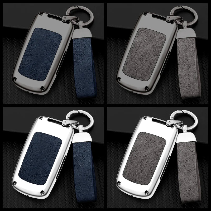 GPRGIT Zinc Alloy Leather Car Key Case Cover for Toyota Camry/Corolla/RAV4/Highlander/Avalon 2015-2017 Smart Keyfob