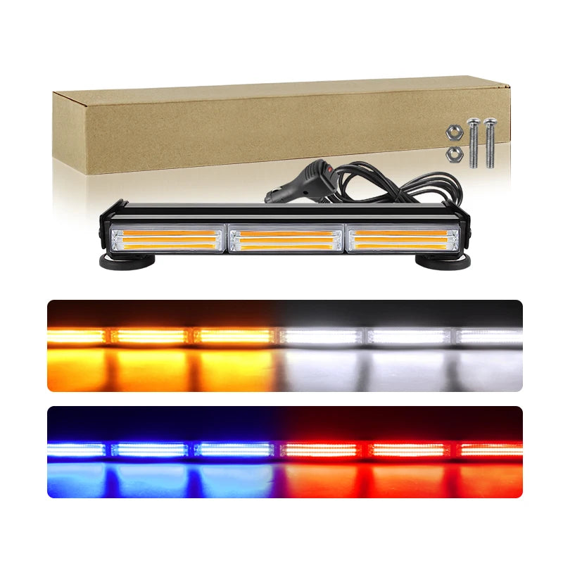 Truck 13inch LED Strobe Light Bars Double Row Waterproof LED Warning Emergency Flashing Lights Amber Blue White Red