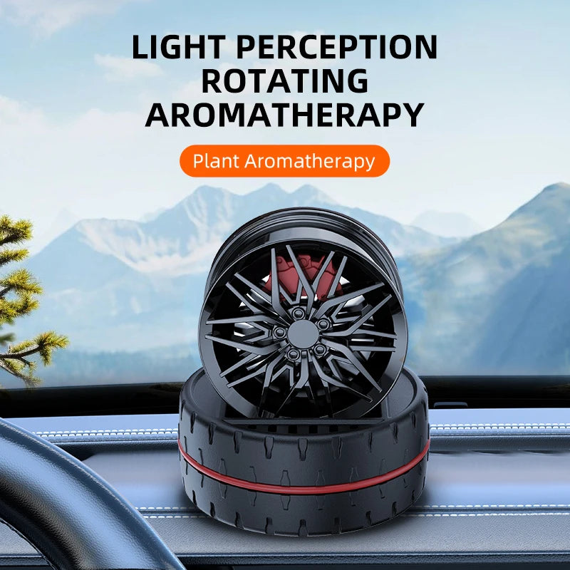 GPRGIT Solar Rotating Car Tire In-Car Fragrance Expander Metal