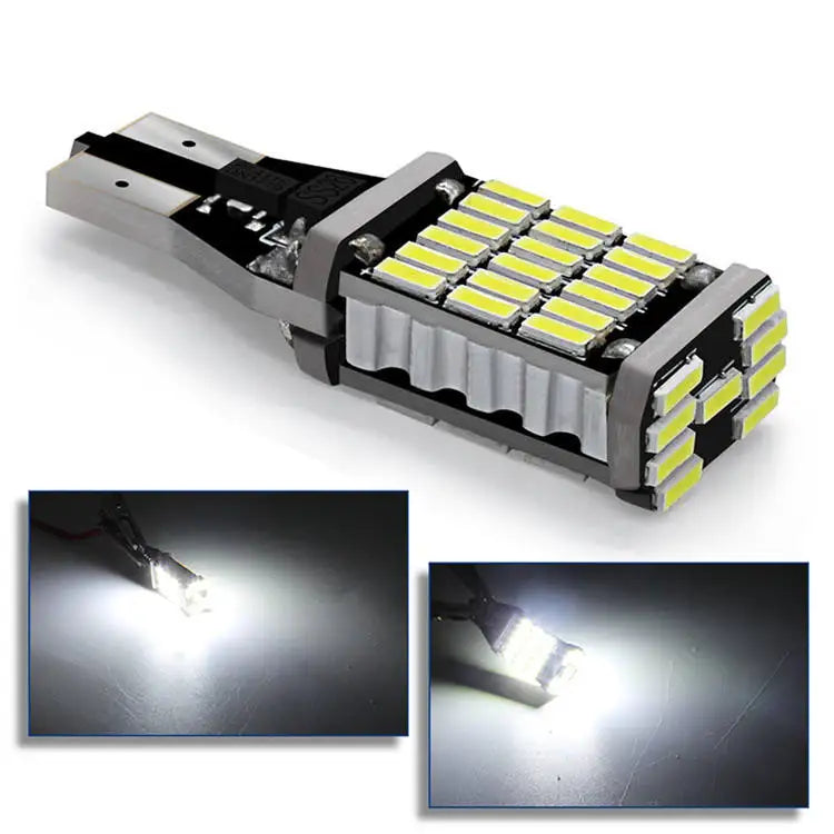 GPRGIT T15 921 W16W 45SMD 4014 LED Additional Brake Lamp Canbus No Error Reverse Lights Daytime Running Light DC12 White